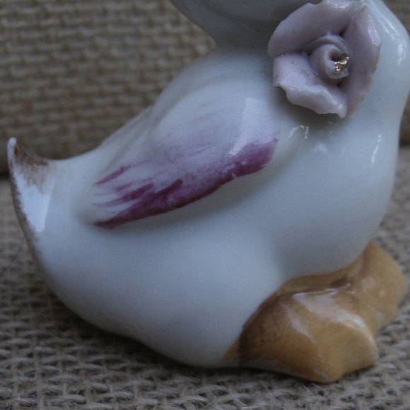 Vintage Small Duck with Rose China Figurine - Picture 12 of 16